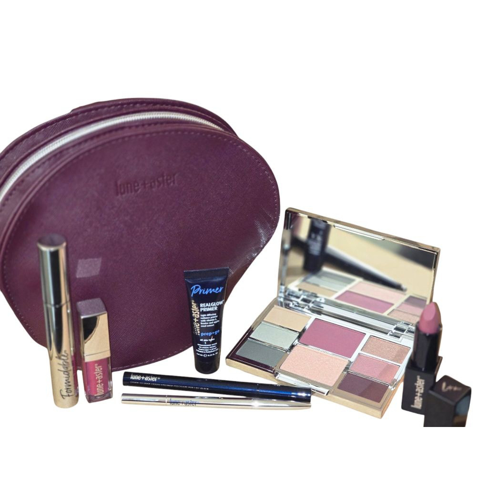 Lune+Aster Makeup Set with Purple Cosmetics Bag
